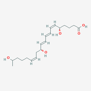 molecular formula C20H32O5 B1246566 (5S,6Z,8E,10E,12R,14Z)-5,12,19-trihydroxyicosa-6,8,10,14-tetraenoic acid 