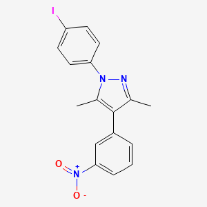 molecular formula C17H14IN3O2 B12465669 1-(4-Iodophenyl)-3,5-dimethyl-4-(3-nitrophenyl)pyrazole 