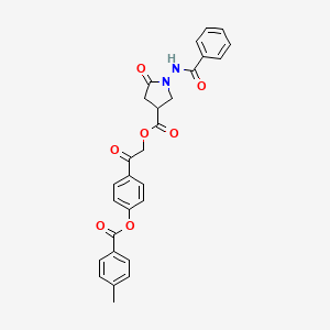 2-(4-{[(4-Methylphenyl)carbonyl]oxy}phenyl)-2-oxoethyl 5-oxo-1-[(phenylcarbonyl)amino]pyrrolidine-3-carboxylate