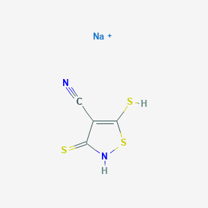 molecular formula C4H2N2NaS3+ B12465688 Sodium;5-sulfanyl-3-sulfanylidene-1,2-thiazole-4-carbonitrile CAS No. 2076-67-7