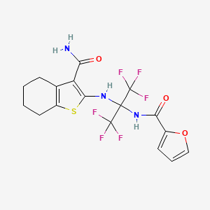 N-{2-[(3-carbamoyl-4,5,6,7-tetrahydro-1-benzothiophen-2-yl)amino]-1,1,1,3,3,3-hexafluoropropan-2-yl}furan-2-carboxamide