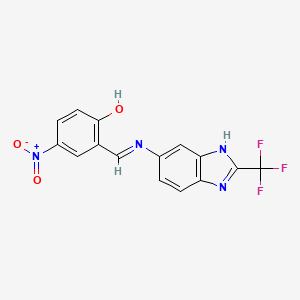 4-nitro-2-[(E)-{[2-(trifluoromethyl)-1H-benzimidazol-6-yl]imino}methyl]phenol