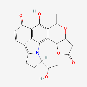 molecular formula C22H21NO6 B1246586 11-hydroxy-20-(1-hydroxyethyl)-9-methyl-4,8-dioxa-21-azahexacyclo[10.9.1.02,10.03,7.016,22.017,21]docosa-1,10,12(22),14,16-pentaene-5,13-dione 