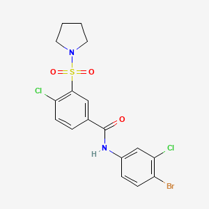 molecular formula C17H15BrCl2N2O3S B12465906 N-(4-bromo-3-chlorophenyl)-4-chloro-3-(pyrrolidin-1-ylsulfonyl)benzamide 