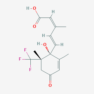molecular formula C15H17F3O4 B1246594 (2Z,4E)-5-[(1R,6S)-1-hydroxy-2,6-dimethyl-4-oxo-6-(trifluoromethyl)cyclohex-2-en-1-yl]-3-methylpenta-2,4-dienoic acid 