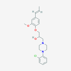 molecular formula C23H29ClN2O3 B1246598 1-Piperazineethanol, 4-(2-chlorophenyl)-alpha-((2-methoxy-4-(1-propenyl)phenoxy)methyl)- CAS No. 737005-02-6