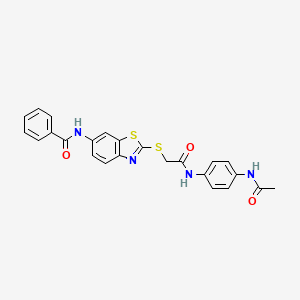 N-{2-[(2-{[4-(acetylamino)phenyl]amino}-2-oxoethyl)sulfanyl]-1,3-benzothiazol-6-yl}benzamide