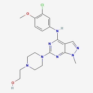 2-(4-{4-[(3-chloro-4-methoxyphenyl)amino]-1-methyl-1H-pyrazolo[3,4-d]pyrimidin-6-yl}piperazin-1-yl)ethanol