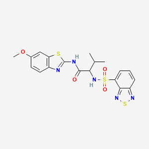 molecular formula C19H19N5O4S3 B1246654 2-(2,1,3-benzothiadiazol-4-ylsulfonylamino)-N-(6-methoxy-1,3-benzothiazol-2-yl)-3-methylbutanamide 