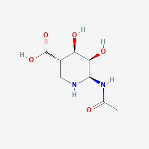 molecular formula C8H14N2O5 B1246670 4beta,5beta-Dihydroxy-6beta-(acetylamino)piperidine-3alpha-carboxylic acid 