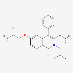 molecular formula C22H25N3O3 B1246671 2-{[3-(Aminomethyl)-2-(2-Methylpropyl)-1-Oxo-4-Phenyl-1,2-Dihydroisoquinolin-6-Yl]oxy}acetamide 