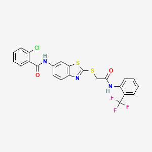 2-chloro-N-{2-[(2-oxo-2-{[2-(trifluoromethyl)phenyl]amino}ethyl)sulfanyl]-1,3-benzothiazol-6-yl}benzamide