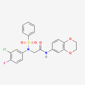 N~2~-(3-chloro-4-fluorophenyl)-N-(2,3-dihydro-1,4-benzodioxin-6-yl)-N~2~-(phenylsulfonyl)glycinamide