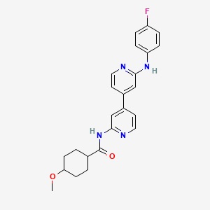 molecular formula C24H25FN4O2 B1246685 N-{2'-[(4-Fluorophenyl)amino]-4,4'-Bipyridin-2-Yl}-4-Methoxycyclohexanecarboxamide 