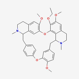 molecular formula C39H44N2O6 B1246687 21-Ethoxy-9,20,25-trimethoxy-15,30-dimethyl-7,23-dioxa-15,30-diazaheptacyclo[22.6.2.23,6.18,12.114,18.027,31.022,33]hexatriaconta-3(36),4,6(35),8,10,12(34),18,20,22(33),24,26,31-dodecaene 