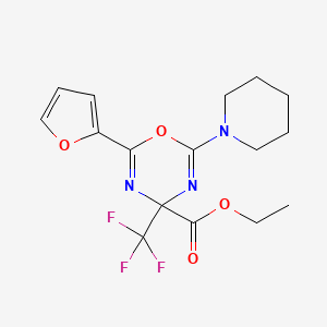 ethyl 2-(furan-2-yl)-6-(piperidin-1-yl)-4-(trifluoromethyl)-4H-1,3,5-oxadiazine-4-carboxylate