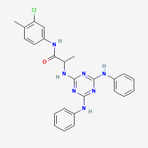 molecular formula C25H24ClN7O B12467015 N~2~-[4,6-bis(phenylamino)-1,3,5-triazin-2-yl]-N-(3-chloro-4-methylphenyl)alaninamide 