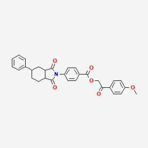 2-(4-methoxyphenyl)-2-oxoethyl 4-(1,3-dioxo-5-phenyloctahydro-2H-isoindol-2-yl)benzoate