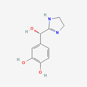 molecular formula C10H12N2O3 B1246728 (S)-alpha-(4,5-Dihydro-1H-imidazole-2-yl)-3,4-dihydroxybenzenemethanol 