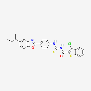 molecular formula C27H22ClN3O2S2 B12467542 N-({4-[5-(butan-2-yl)-1,3-benzoxazol-2-yl]phenyl}carbamothioyl)-3-chloro-1-benzothiophene-2-carboxamide 