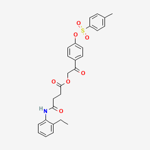 molecular formula C27H27NO7S B12467568 2-(4-{[(4-Methylphenyl)sulfonyl]oxy}phenyl)-2-oxoethyl 4-[(2-ethylphenyl)amino]-4-oxobutanoate 