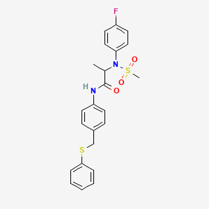 molecular formula C23H23FN2O3S2 B12467584 N~2~-(4-fluorophenyl)-N~2~-(methylsulfonyl)-N-{4-[(phenylsulfanyl)methyl]phenyl}alaninamide 