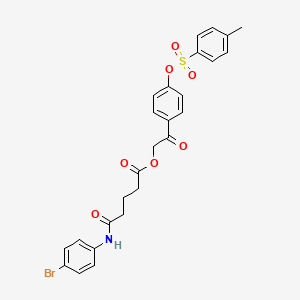 2-(4-{[(4-Methylphenyl)sulfonyl]oxy}phenyl)-2-oxoethyl 5-[(4-bromophenyl)amino]-5-oxopentanoate