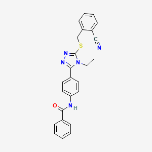 molecular formula C25H21N5OS B12467831 N-(4-{5-[(2-cyanobenzyl)sulfanyl]-4-ethyl-4H-1,2,4-triazol-3-yl}phenyl)benzamide 