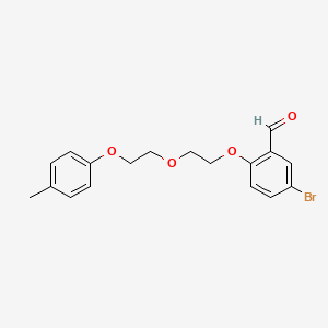 molecular formula C18H19BrO4 B12467834 5-Bromo-2-{2-[2-(4-methylphenoxy)ethoxy]ethoxy}benzaldehyde 