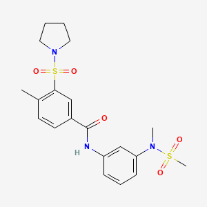 molecular formula C20H25N3O5S2 B12467881 4-methyl-N-{3-[methyl(methylsulfonyl)amino]phenyl}-3-(pyrrolidin-1-ylsulfonyl)benzamide 