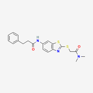 molecular formula C20H21N3O2S2 B12467917 N-[2-(Dimethylcarbamoylmethylsulfanyl)benzothiazol-6-YL]-3-phenyl-propanamide CAS No. 4845-20-9