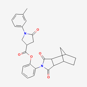 molecular formula C27H26N2O5 B12467931 2-(1,3-dioxooctahydro-2H-4,7-methanoisoindol-2-yl)phenyl 1-(3-methylphenyl)-5-oxopyrrolidine-3-carboxylate 