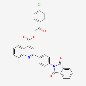 molecular formula C33H21ClN2O5 B12467942 2-(4-chlorophenyl)-2-oxoethyl 2-[4-(1,3-dioxo-1,3-dihydro-2H-isoindol-2-yl)phenyl]-8-methylquinoline-4-carboxylate 