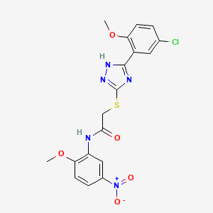 molecular formula C18H16ClN5O5S B12467946 2-{[5-(5-chloro-2-methoxyphenyl)-4H-1,2,4-triazol-3-yl]sulfanyl}-N-(2-methoxy-5-nitrophenyl)acetamide 