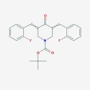 molecular formula C24H23F2NO3 B12467968 tert-butyl 3,5-bis[(2-fluorophenyl)methylidene]-4-oxopiperidine-1-carboxylate 