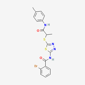 molecular formula C19H17BrN4O2S2 B12467990 2-bromo-N-[5-({1-[(4-methylphenyl)amino]-1-oxopropan-2-yl}sulfanyl)-1,3,4-thiadiazol-2-yl]benzamide 