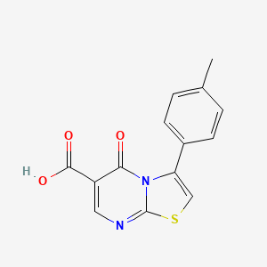 molecular formula C14H10N2O3S B12467999 3-(4-methylphenyl)-5-oxo-5H-[1,3]thiazolo[3,2-a]pyrimidine-6-carboxylic acid CAS No. 446829-31-8