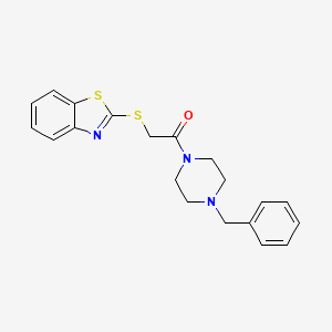 molecular formula C20H21N3OS2 B12468015 2-(1,3-Benzothiazol-2-ylsulfanyl)-1-(4-benzylpiperazin-1-yl)ethanone 