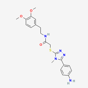 molecular formula C21H25N5O3S B12468037 2-{[5-(4-aminophenyl)-4-methyl-4H-1,2,4-triazol-3-yl]sulfanyl}-N-[2-(3,4-dimethoxyphenyl)ethyl]acetamide 