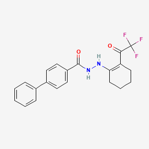 molecular formula C21H19F3N2O2 B12468093 N'-[2-(trifluoroacetyl)cyclohex-1-en-1-yl]biphenyl-4-carbohydrazide 