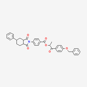 molecular formula C37H33NO6 B12468094 1-[4-(benzyloxy)phenyl]-1-oxopropan-2-yl 4-(1,3-dioxo-5-phenyloctahydro-2H-isoindol-2-yl)benzoate 