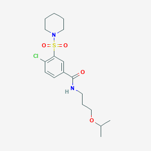 molecular formula C18H27ClN2O4S B12468100 4-chloro-3-(piperidin-1-ylsulfonyl)-N-[3-(propan-2-yloxy)propyl]benzamide 