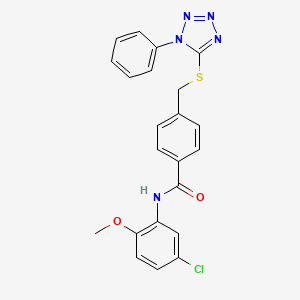 molecular formula C22H18ClN5O2S B12468106 N-(5-chloro-2-methoxyphenyl)-4-{[(1-phenyl-1H-tetrazol-5-yl)sulfanyl]methyl}benzamide 