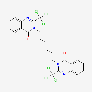 molecular formula C24H20Cl6N4O2 B12468119 3,3'-hexane-1,6-diylbis[2-(trichloromethyl)quinazolin-4(3H)-one] 