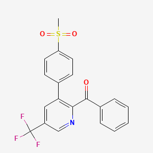 molecular formula C20H14F3NO3S B1246813 [3-(4-Methanesulfonyl-phenyl)-5-trifluoromethyl-pyridin-2-yl]-phenyl-methanone 