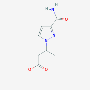 molecular formula C9H13N3O3 B12468136 Methyl 3-(3-carbamoylpyrazol-1-yl)butanoate 