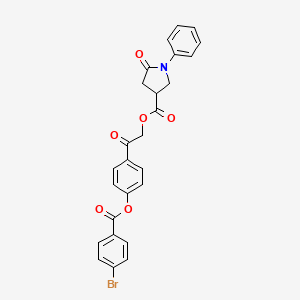 molecular formula C26H20BrNO6 B12468151 2-(4-{[(4-Bromophenyl)carbonyl]oxy}phenyl)-2-oxoethyl 5-oxo-1-phenylpyrrolidine-3-carboxylate 