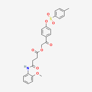 molecular formula C26H25NO8S B12468188 2-(4-{[(4-Methylphenyl)sulfonyl]oxy}phenyl)-2-oxoethyl 4-[(2-methoxyphenyl)amino]-4-oxobutanoate 