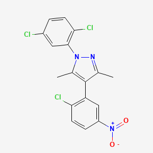 molecular formula C17H12Cl3N3O2 B12468192 4-(2-Chloro-5-nitrophenyl)-1-(2,5-dichlorophenyl)-3,5-dimethylpyrazole 