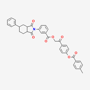 molecular formula C37H31NO7 B12468219 2-(4-{[(4-methylphenyl)carbonyl]oxy}phenyl)-2-oxoethyl 3-(1,3-dioxo-5-phenyloctahydro-2H-isoindol-2-yl)benzoate 